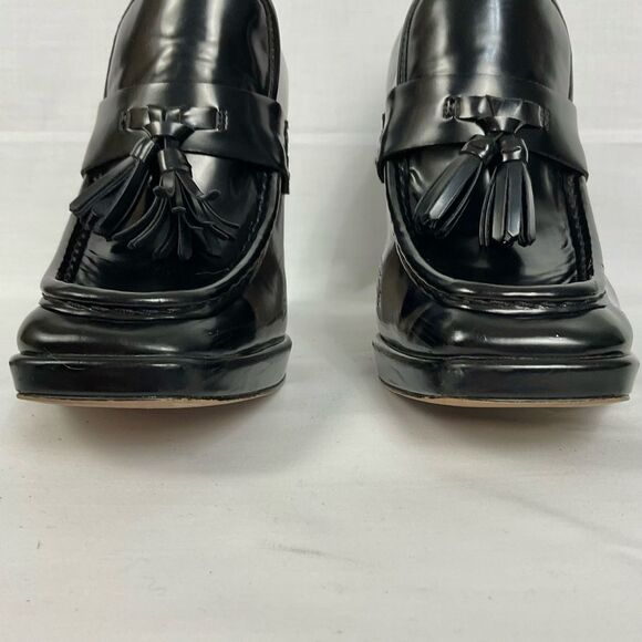 Sam Edelman Jed Loafer Black Faux Leather Block Heels Sz 11 Tassel Accents - Picture 5 of 15